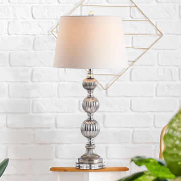 Vivienne 31" Triple Sphere Glass/Crystal LED Table Lamp - JONATHAN Y